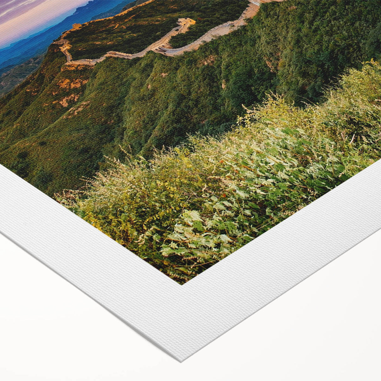 Art deco poster of the Great Wall of China in muted earth tones on rolled canvas, suitable for dining room decor.