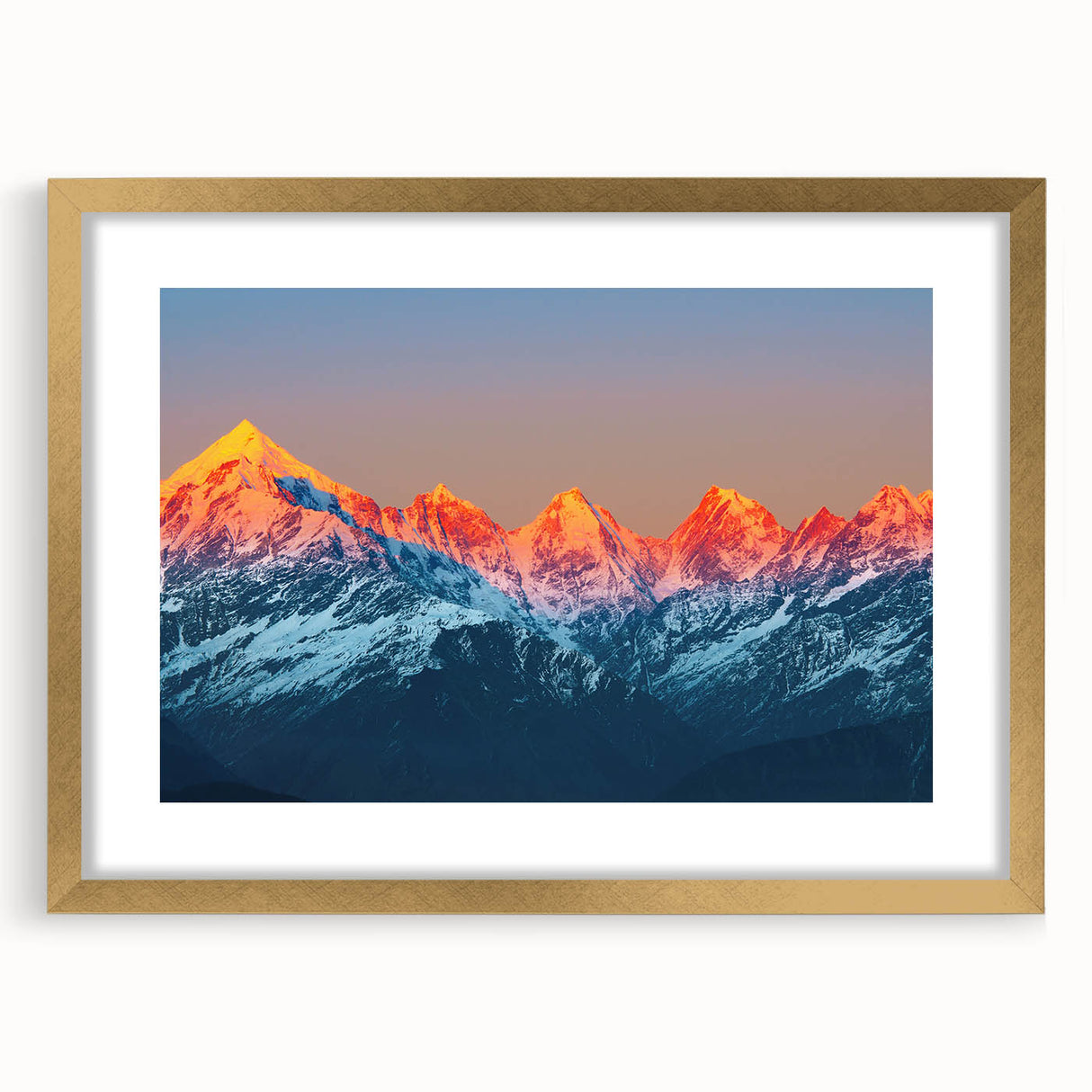 Extra large abstract art print featuring textured scenery of India in gold frame, ideal for living room decor.