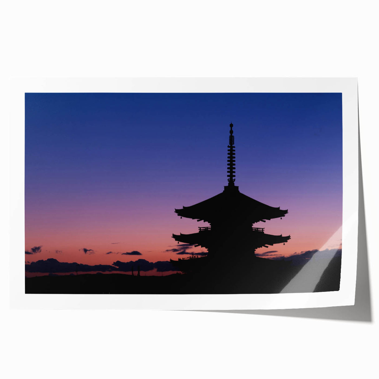 Extra large rolled print of a serene Kyoto landscape with soft floral elements in pastel shades.