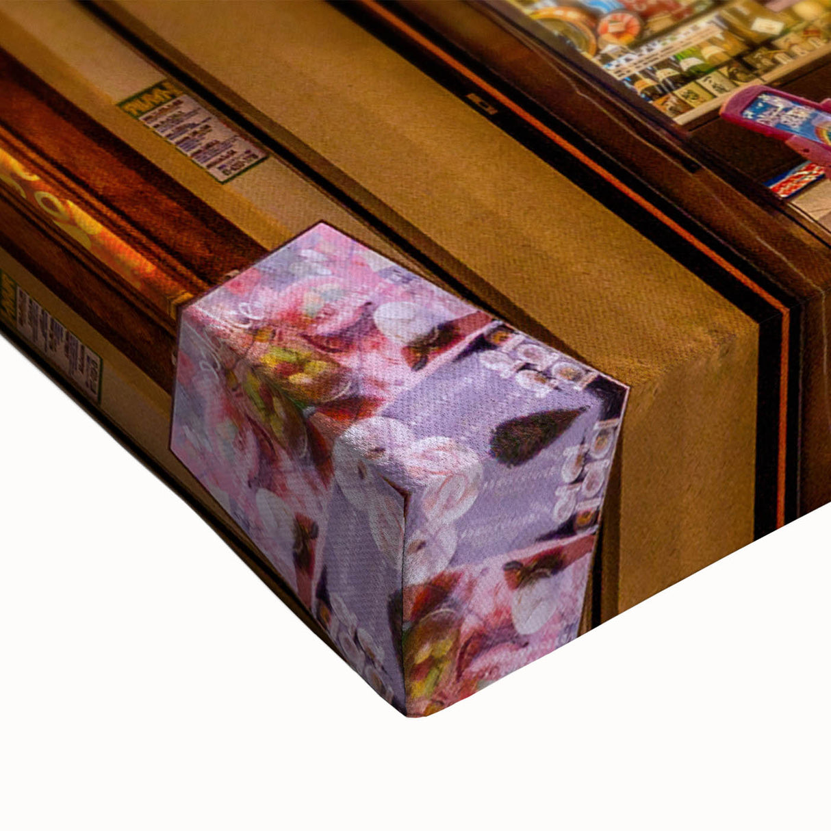 Black and white landscape art painting of Tokyo on stretched canvas, ideal for bedroom wall art.