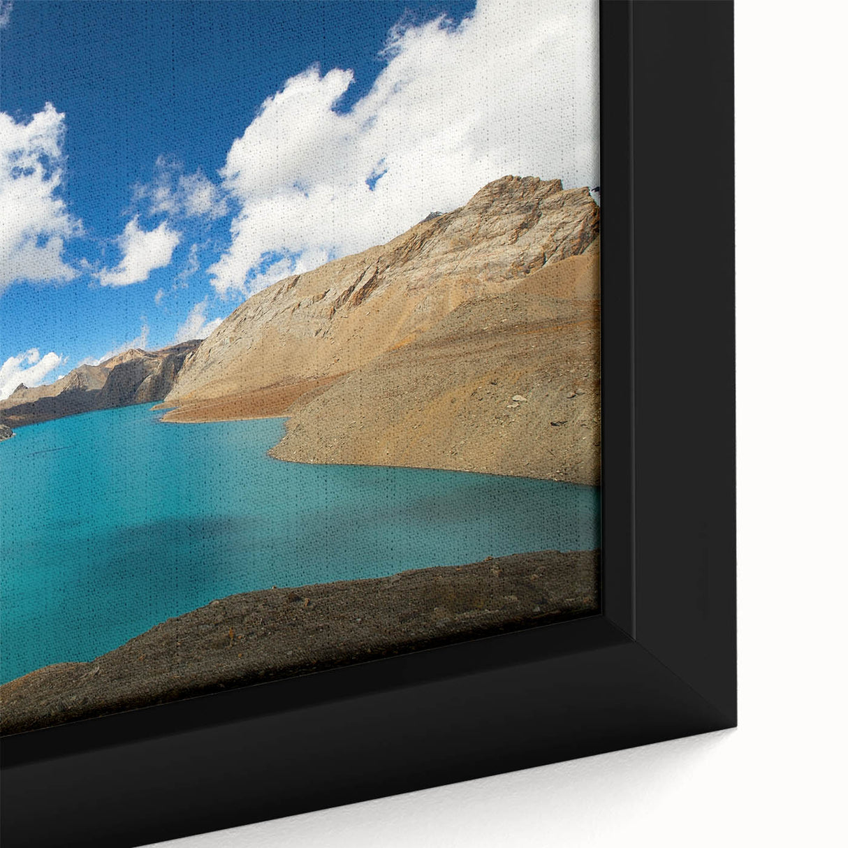 Extra large framed canvas featuring a textured depiction of a vibrant Nepalese landscape, ideal for living room decor.