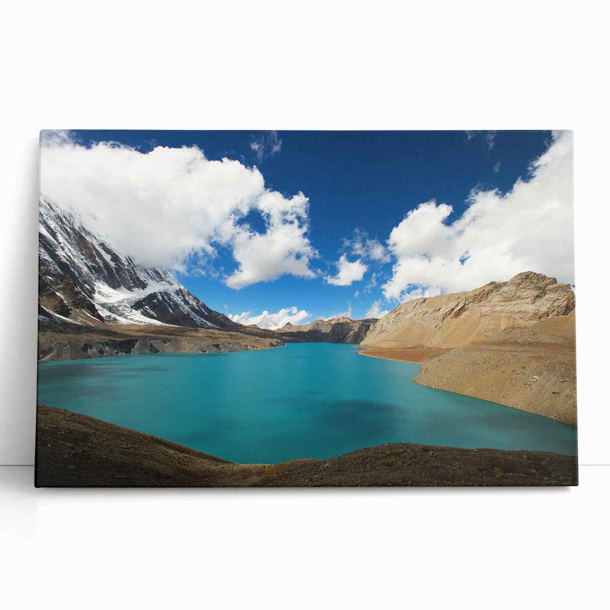 Black and white stretched canvas featuring a serene Nepalese landscape, ideal for kitchen wall art or bedroom decor.