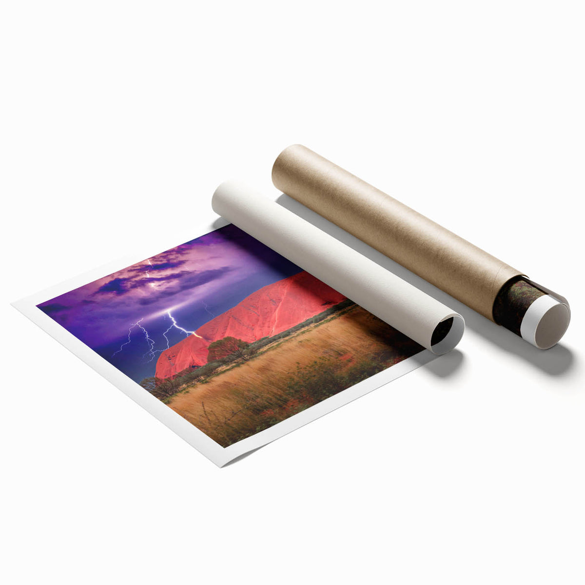 Extra large rolled print of Ayers Rock in Australia, featuring natural reddish hues, ideal for large living room wall art.