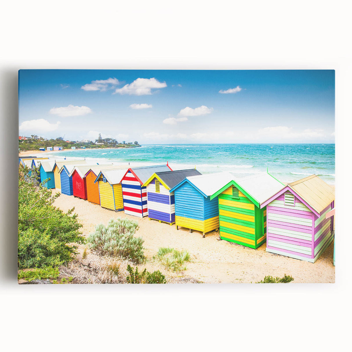 Black and white photograph of Melbourne skyline on large stretched canvas, ideal for kitchen wall art.