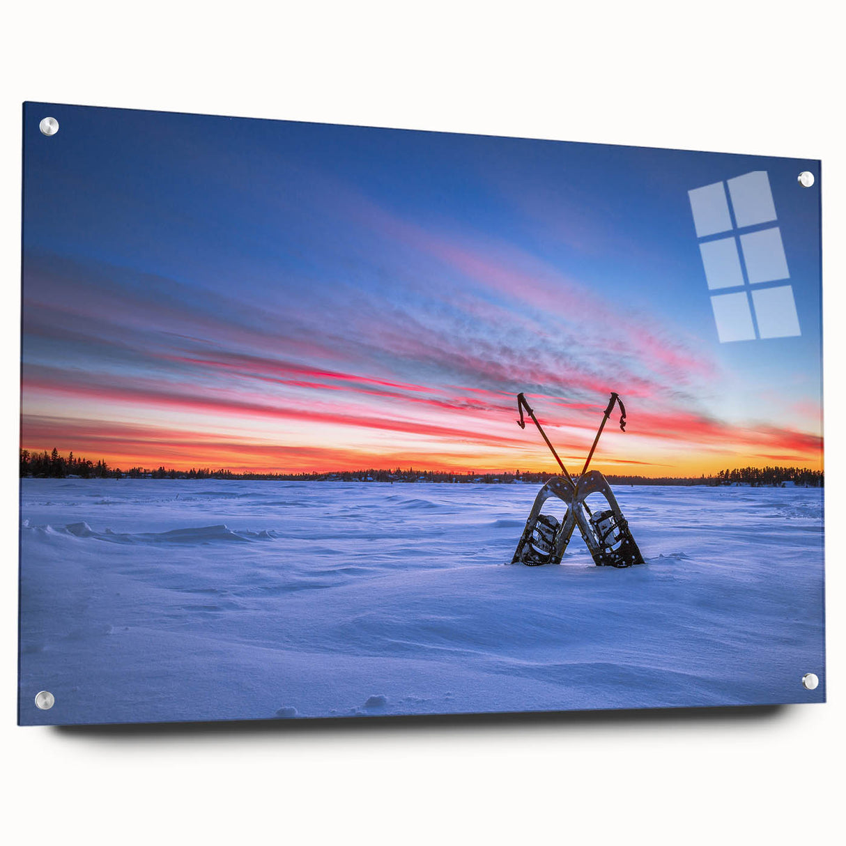 Acrylic print of a serene Manitoba landscape in muted earth tones, ideal for bedroom or dining room decor.