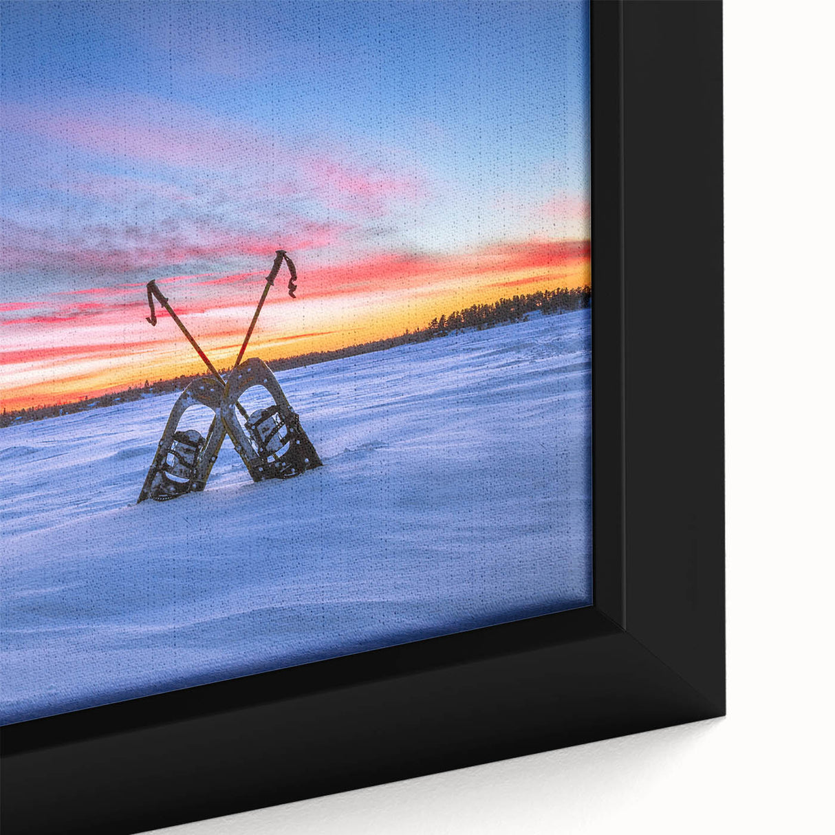 Extra large framed canvas of a textured, colorful art piece depicting Manitoba scenery, ideal for living room decor.
