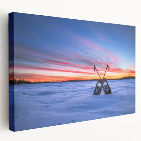 Scenic Manitoba landscape on large stretched canvas featuring vibrant greens and blues, ideal for kitchen wall art.