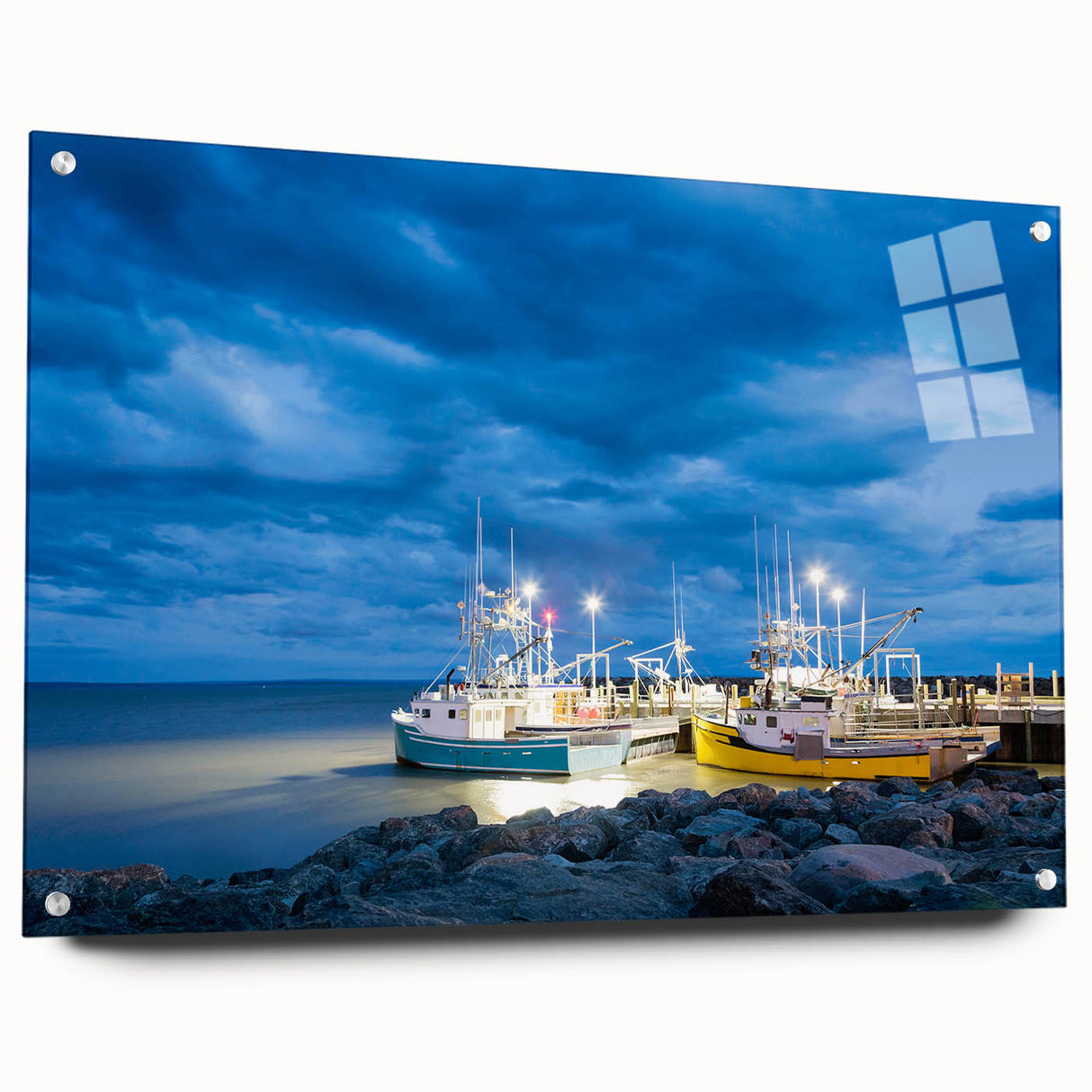 Acrylic glass print of New Brunswick scenery in muted earth tones, suitable for dining room decor.