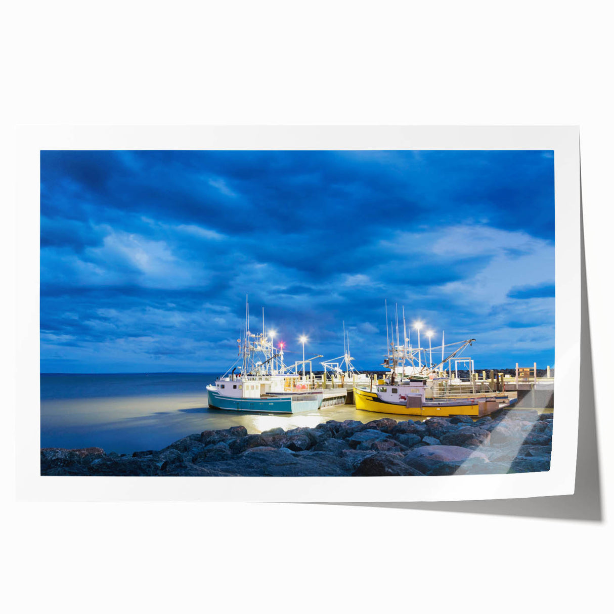 Extra large rolled print of New Brunswick scenery with vibrant green and blue tones, ideal for dining room wall art.