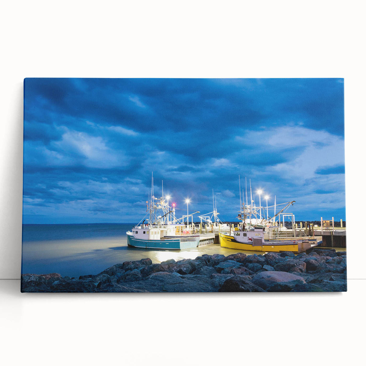 Black and white stretched canvas of New Brunswick scenery, ideal for kitchen wall art or bedroom.