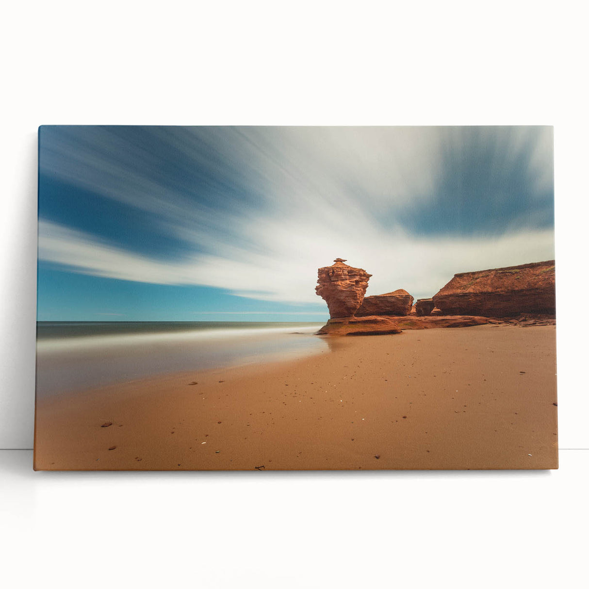 Black and white stretched canvas of Prince Edward Island scenery, ideal for kitchen wall art or bedroom decor.