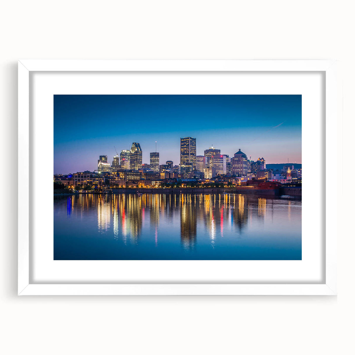 Abstract art print of Quebec scenery in muted earth tones on a framed canvas, suitable for dining room decor.