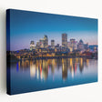 Scenic view of Quebec landscape on large stretched canvas, featuring soft earth tones, ideal for kitchen wall art.
