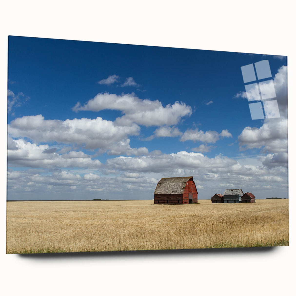 Large abstract wall art depicting the Saskatchewan scenery in muted earth tones, acrylic print.