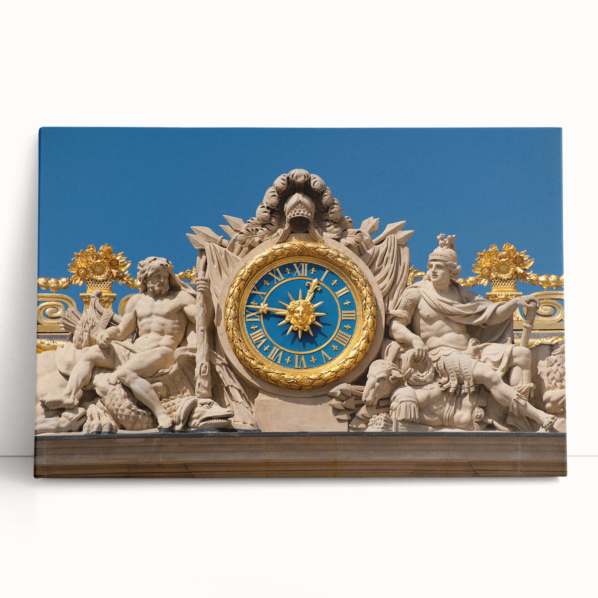 Black and white photograph of the Versailles Palace on stretched canvas, suitable for kitchen wall art.