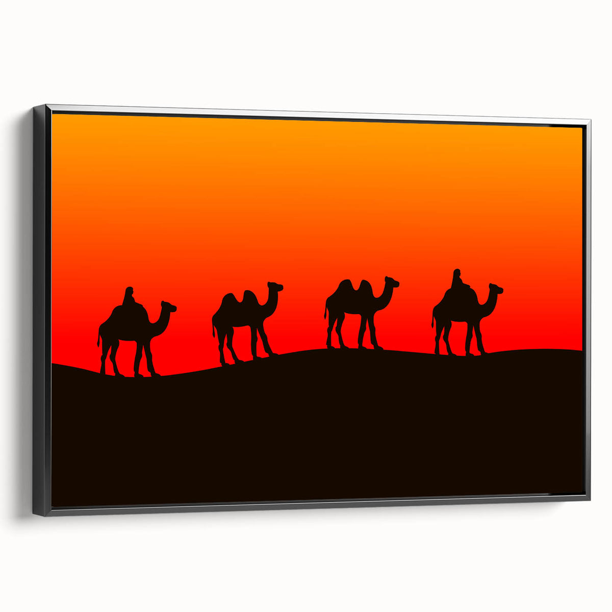 Black and white framed canvas of a vintage Middle Eastern landscape, ideal for bedroom wall decor.