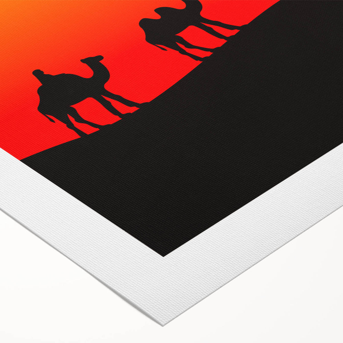 Art deco poster of a Middle Eastern scenery in muted earth tones on rolled canvas, ideal for dining room wall art.