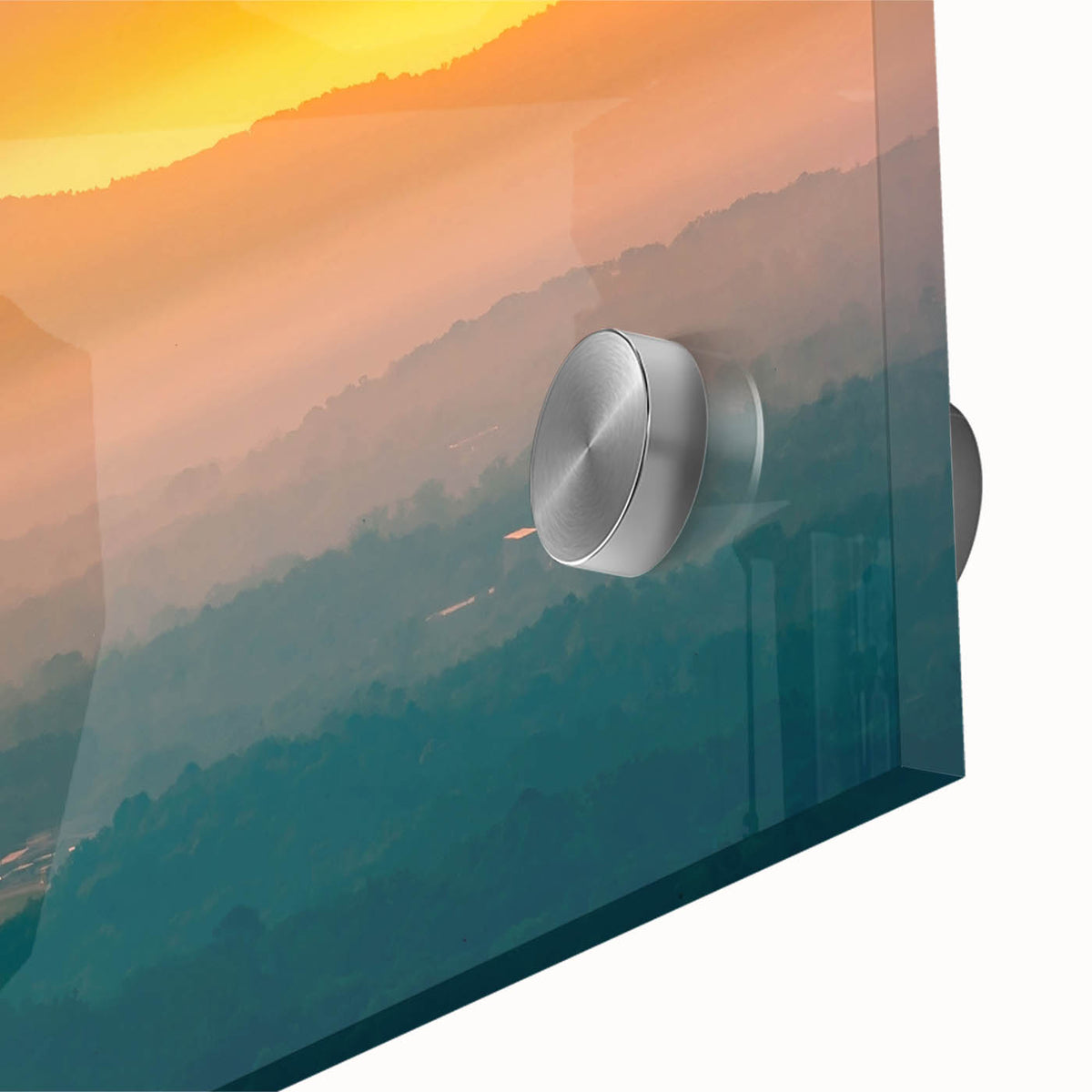 Large abstract wall art featuring Arkansas scenery in muted earth tones on acrylic glass, ideal for dining room ambiance.