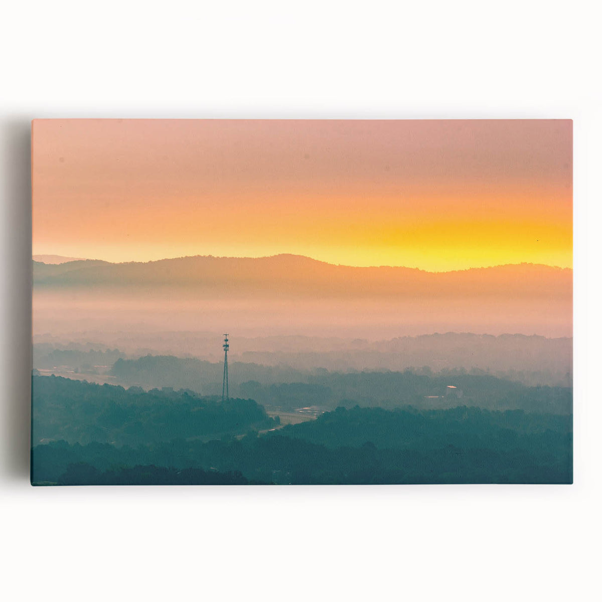 Black and white stretched canvas of Arkansas scenery, ideal for kitchen wall art.