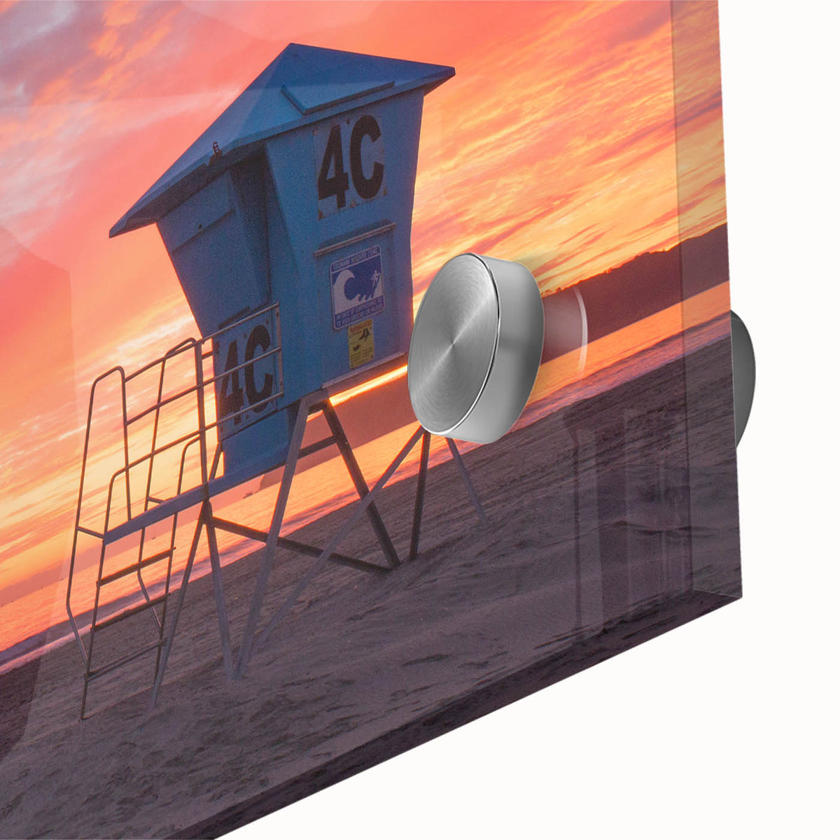 Large abstract wall art depicting Coronado, California in mid-century modernist style on acrylic glass.