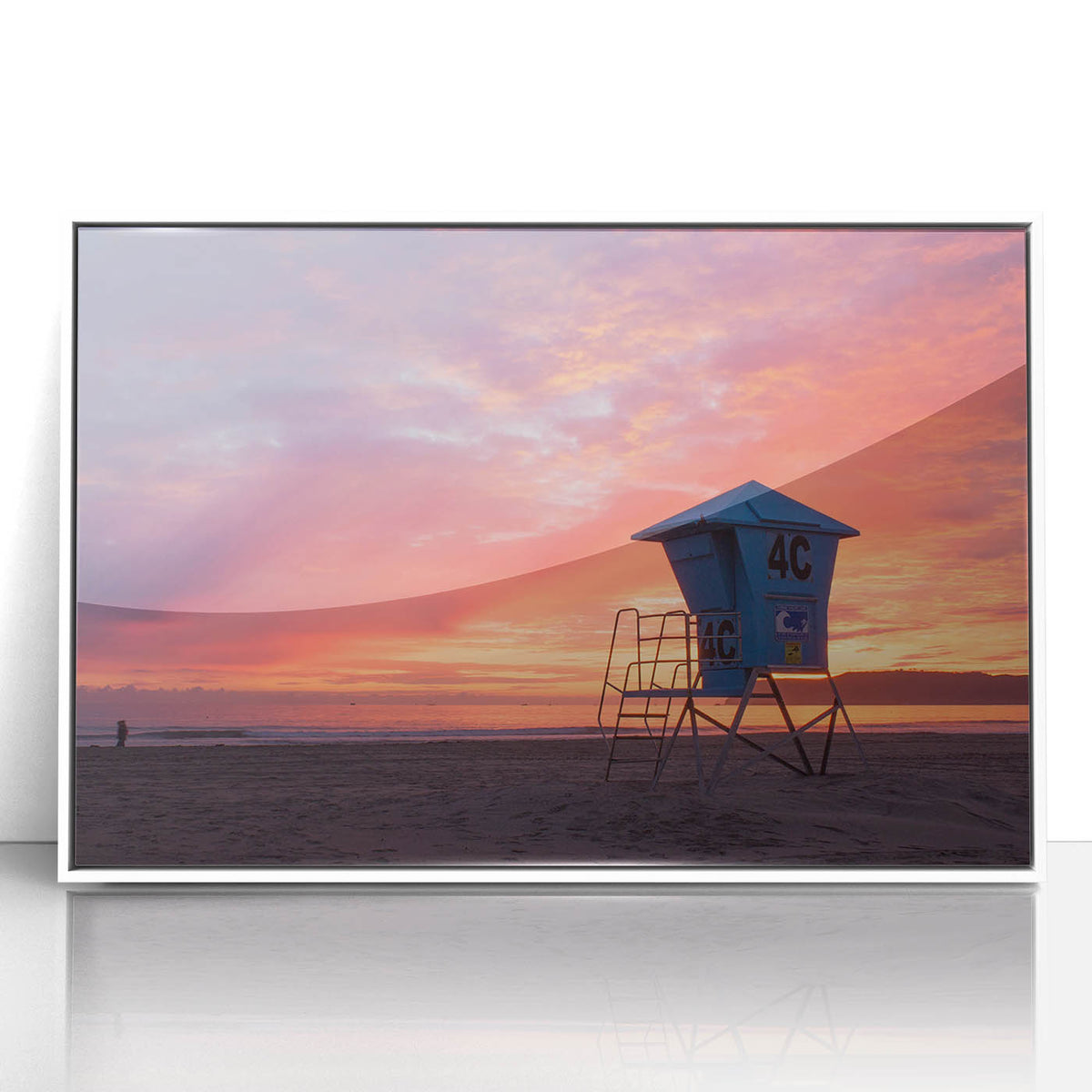 Art deco poster of Coronado, California scenery on white framed acrylic, ideal for modern nursery wall art.