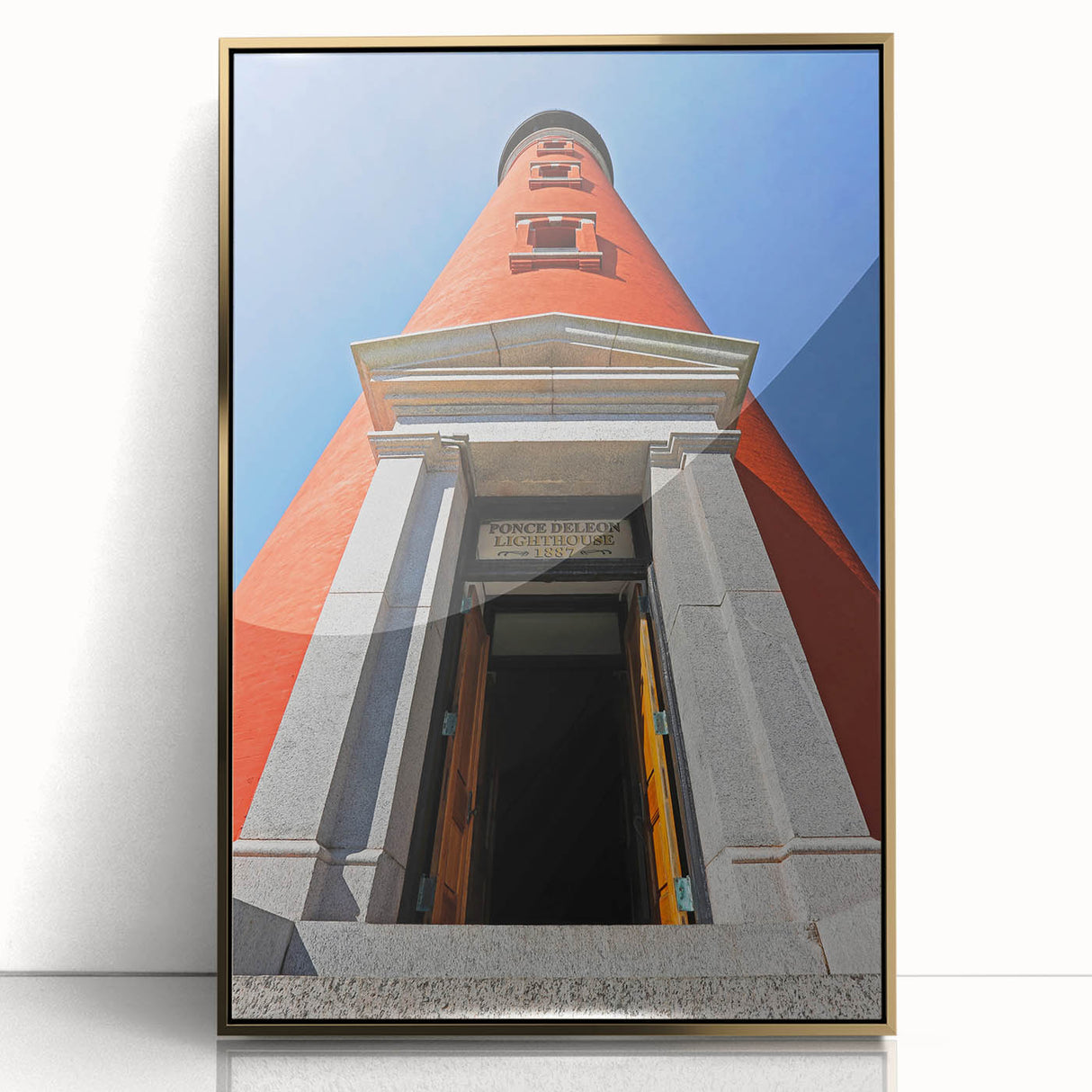 Large art print of Daytona scenery in muted blue tones on a framed acrylic, ideal for modern art wall decor.