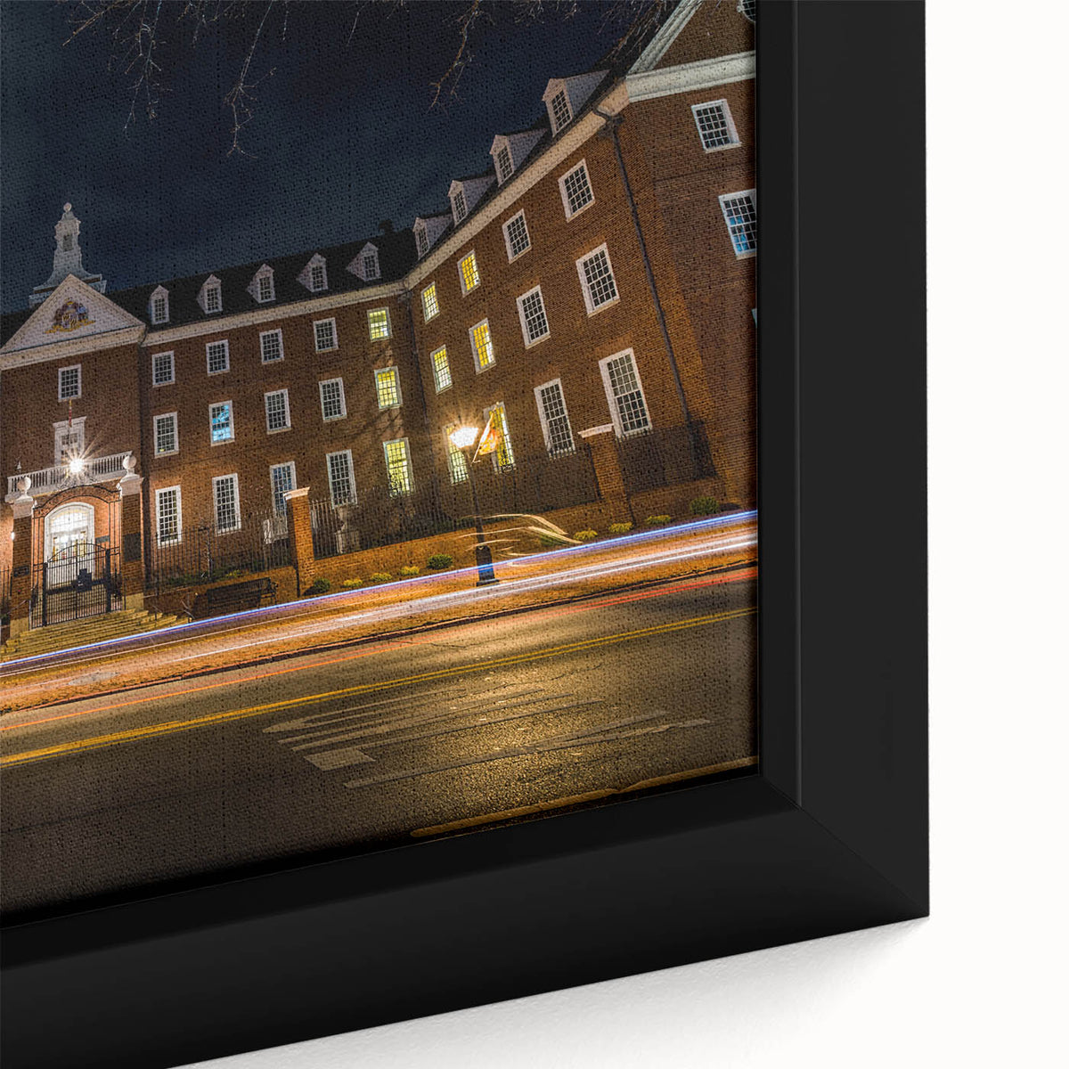 Extra large black wall art featuring a textured, colorful Annapolis scenery on a framed canvas, ideal for living room decor.