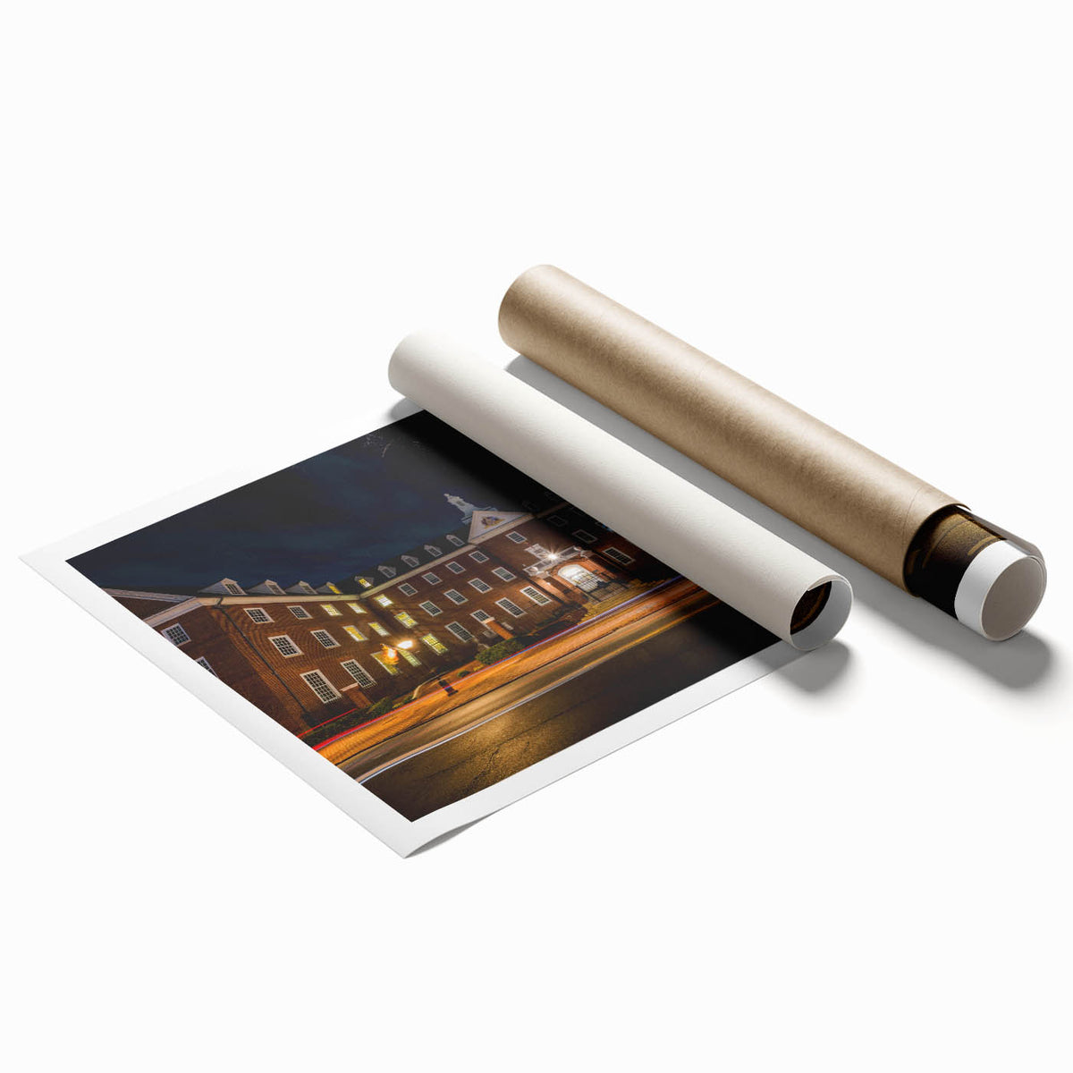 Extra large rolled print of Annapolis, Maryland scenery with floral elements in soft pastel colors.