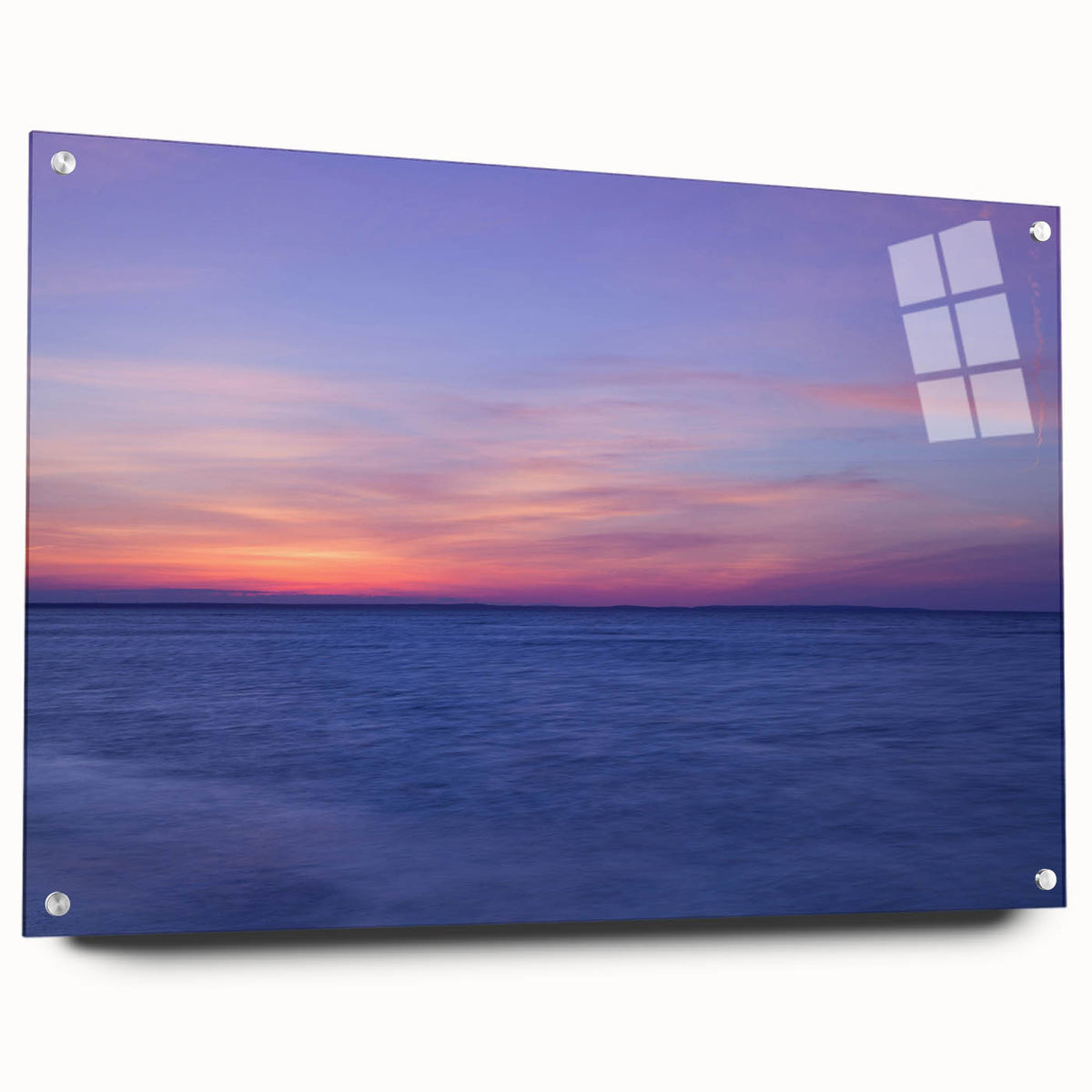 Acrylic print of a large abstract representation of Massachusetts Cape in blue and gray tones.