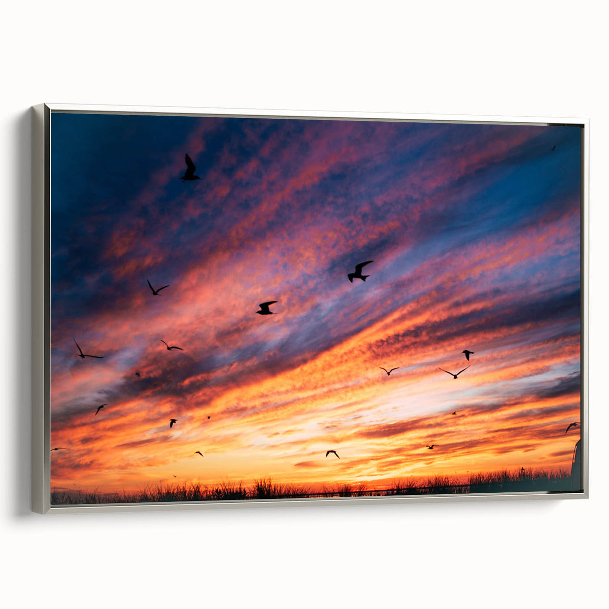 Framed canvas depicting a colorful vintage landscape of Nantucket, ideal for enhancing a living room.