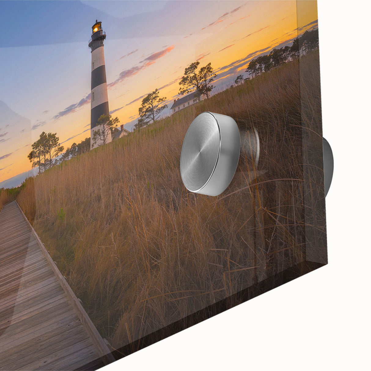 Large abstract wall art of Cape Hatteras with muted earth tones on acrylic glass, ideal for dining room ambiance.