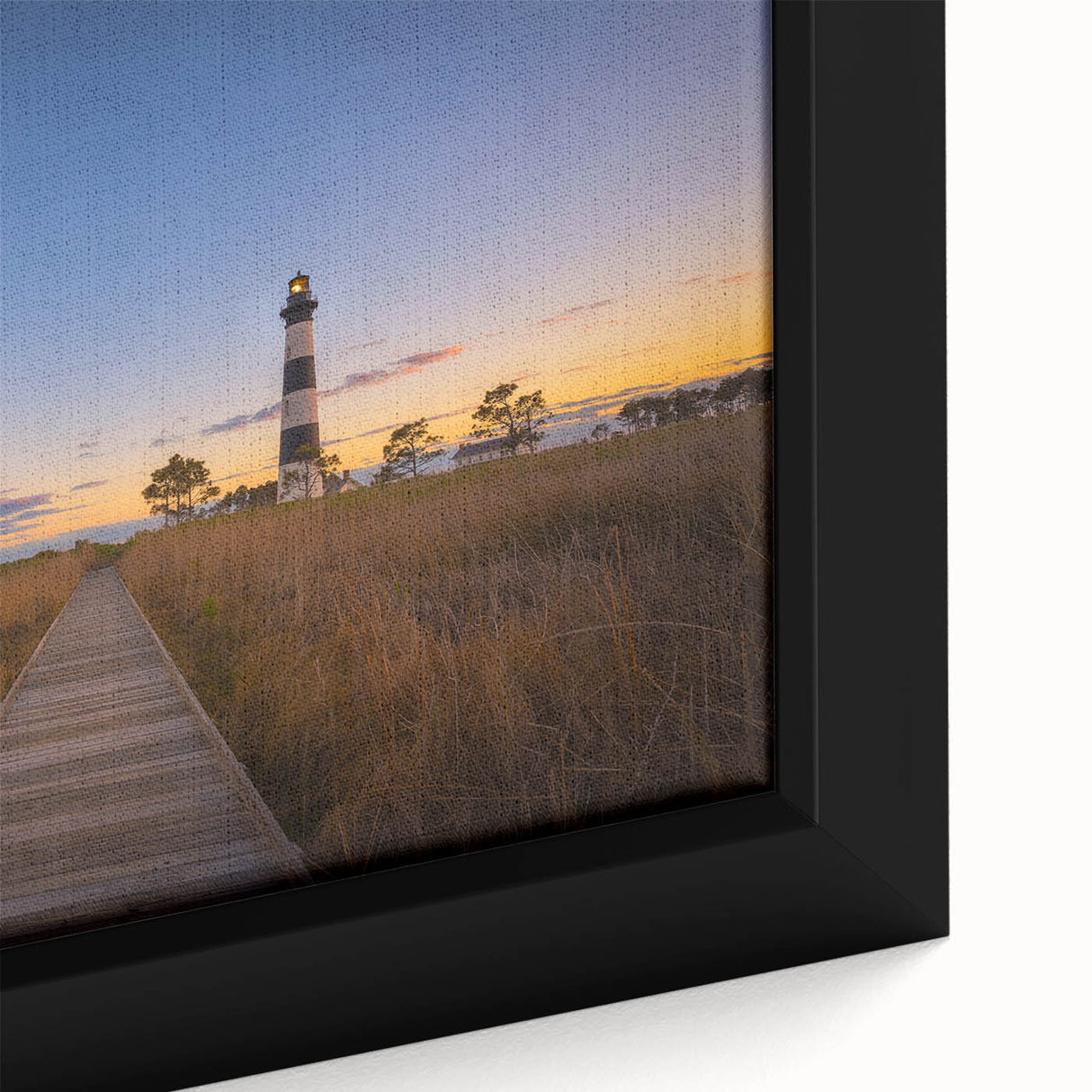 Framed canvas of Cape Hatteras with textured black and colorful art, ideal for extra large living room wall.
