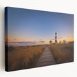 Side view of a stretched canvas featuring Cape Hatteras, North Carolina scenery in muted earth tones.