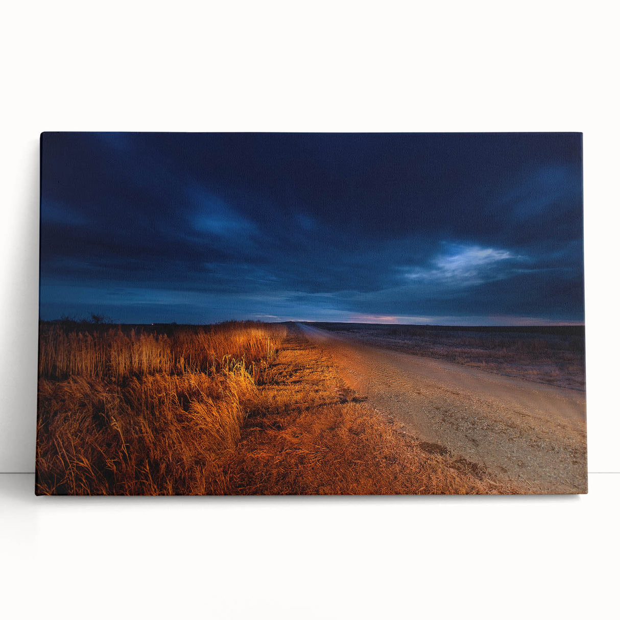 Black and white photo of North Dakota scenery on large stretched canvas, suitable for kitchen wall art or bedroom decor.