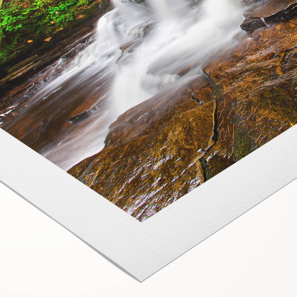 Art deco poster of Adirondacks landscape on rolled canvas, featuring muted earth tones, ideal for dining room wall art.