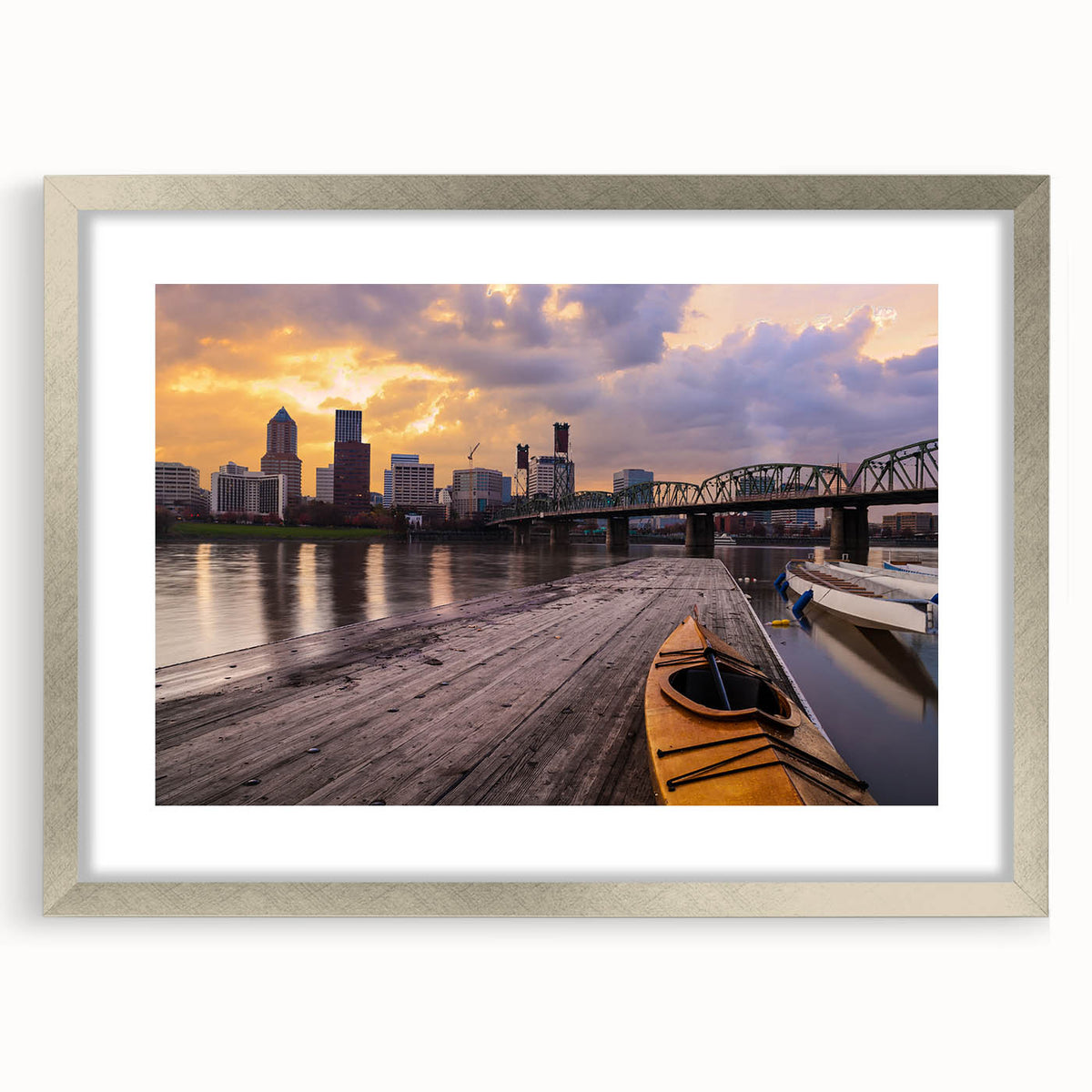 Textured abstract art print featuring a blurred Portland.