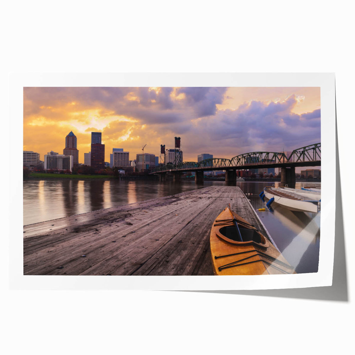 Rolled print of Portland, Oregon scenery with lush greenery and floral elements, ideal for art wall dining room.