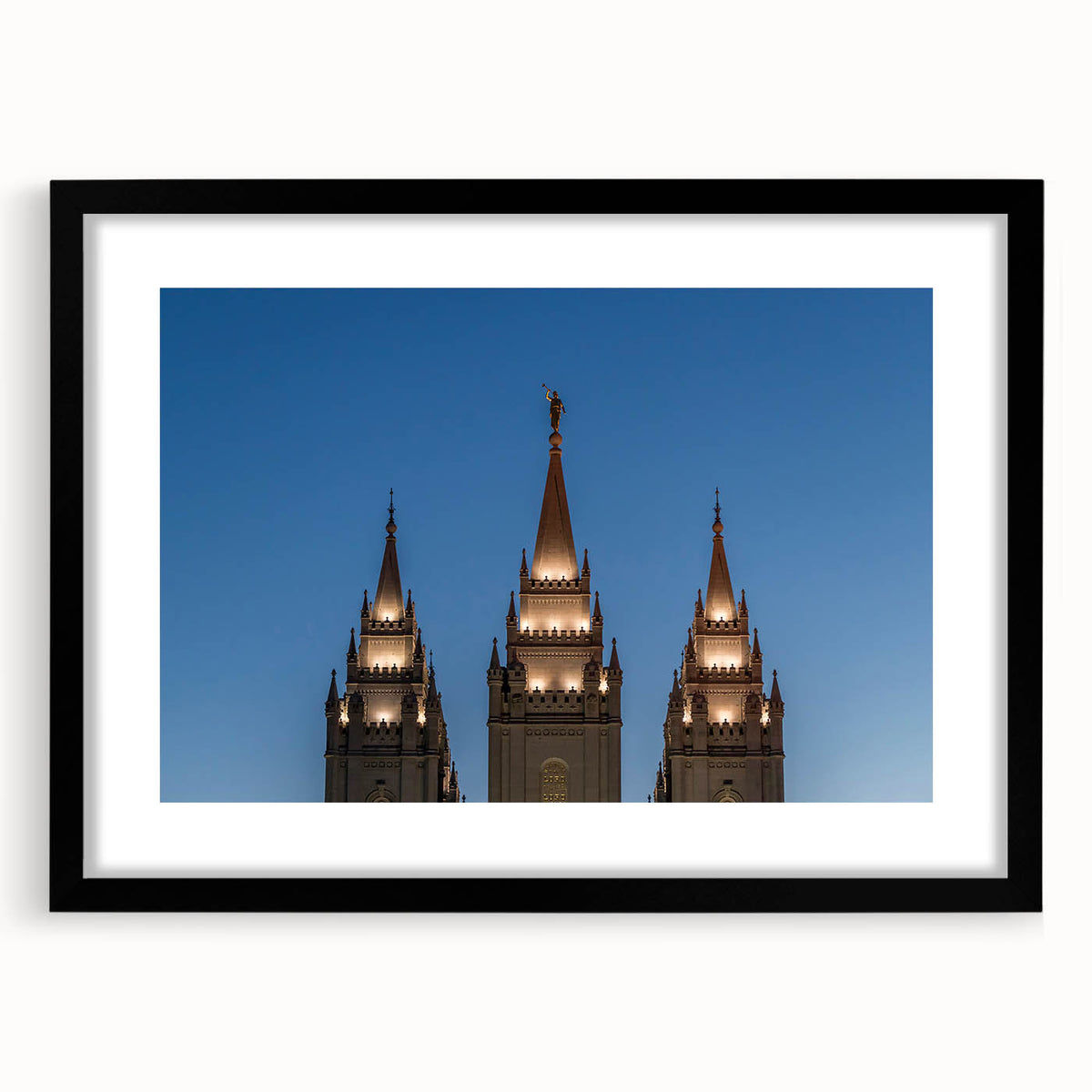 Extra large abstract art print of Salt Lake City, featuring vibrant colors and textured design on a framed mat.
