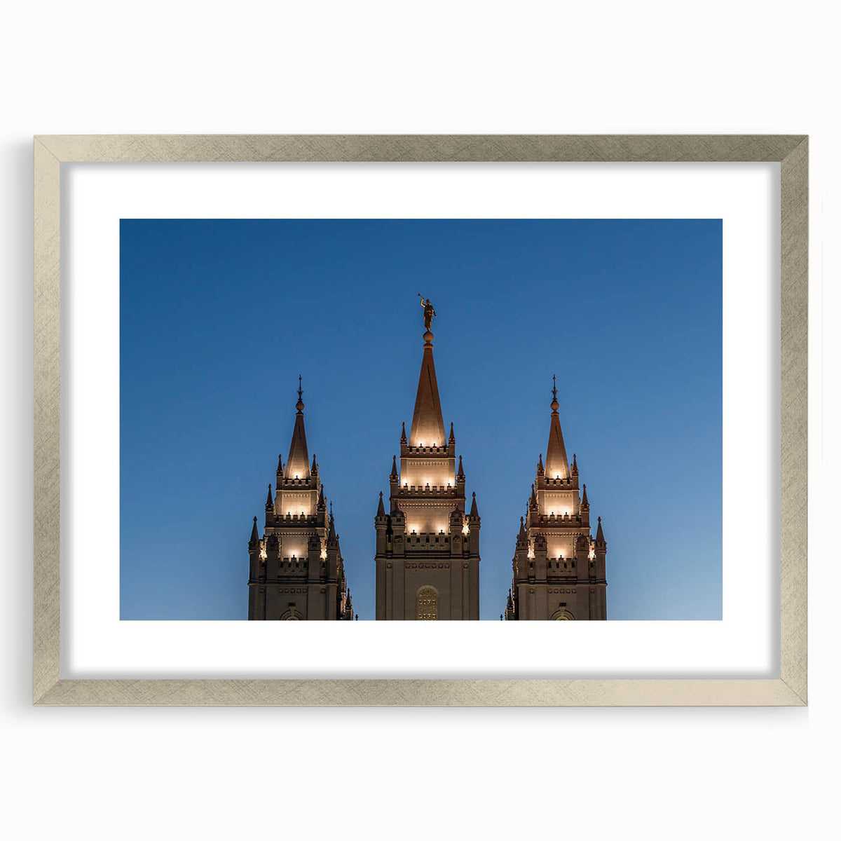 Textured abstract art print depicting Salt Lake City, in muted earth tones on a framed canvas, suitable for bedroom decor.