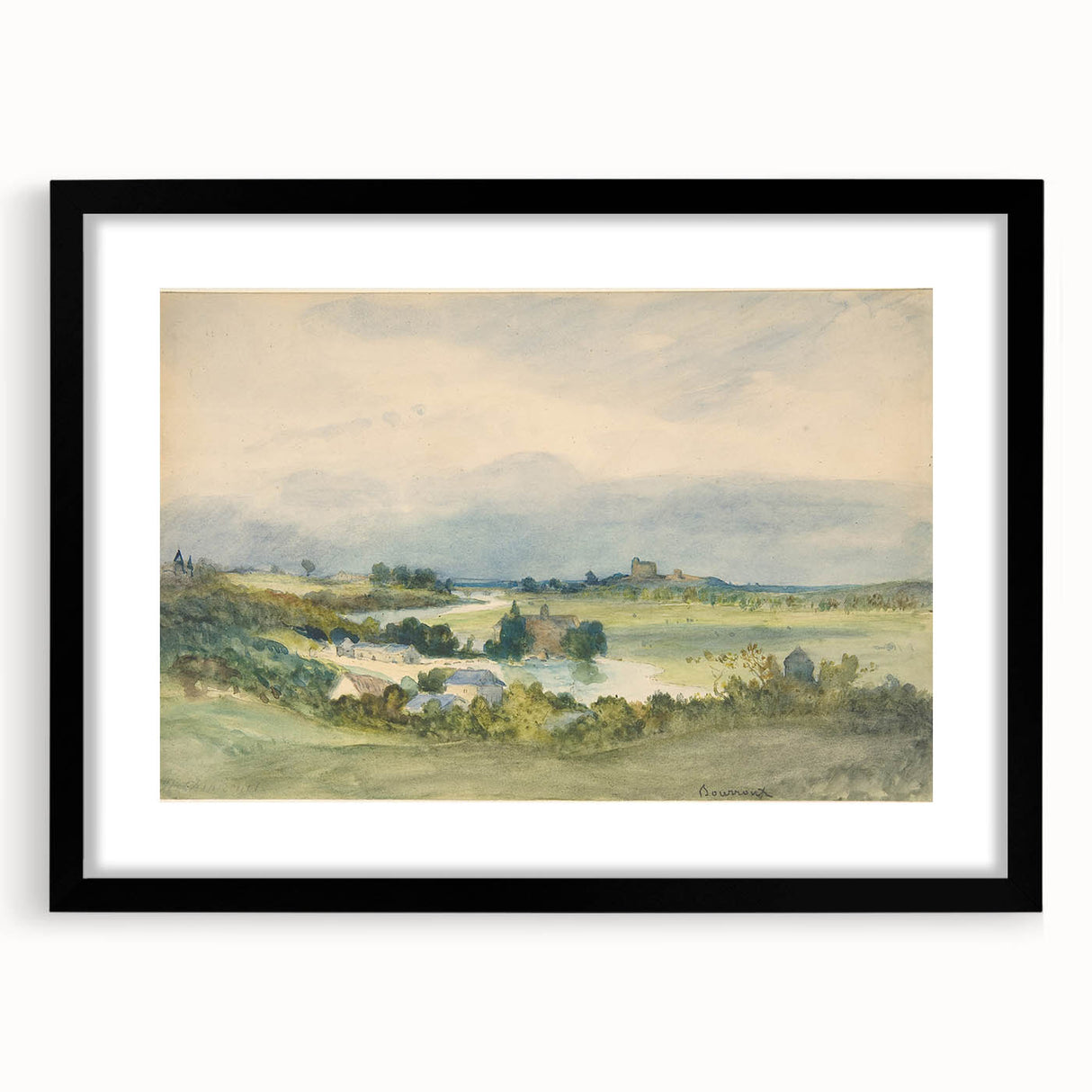 Romantic Art Print: Antoine Chintreuil's Fortified Hill Landscape