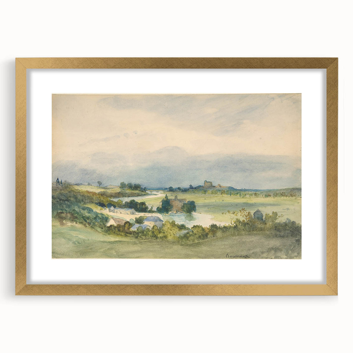 Romantic Art Print: Antoine Chintreuil's Fortified Hill Landscape