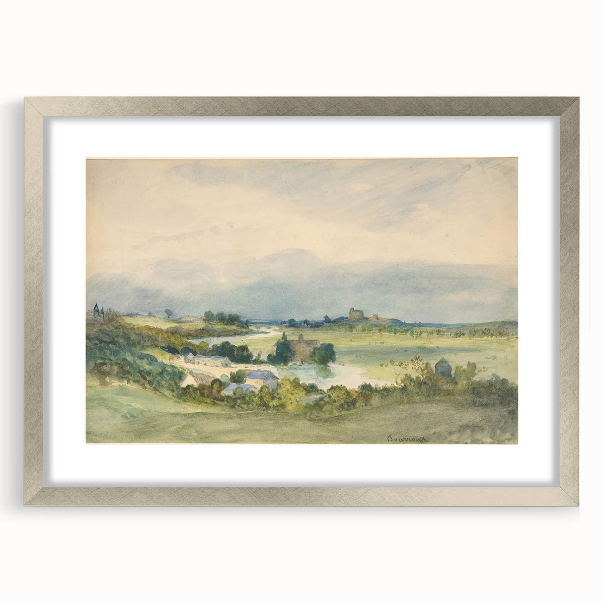 Romantic Art Print: Antoine Chintreuil's Fortified Hill Landscape