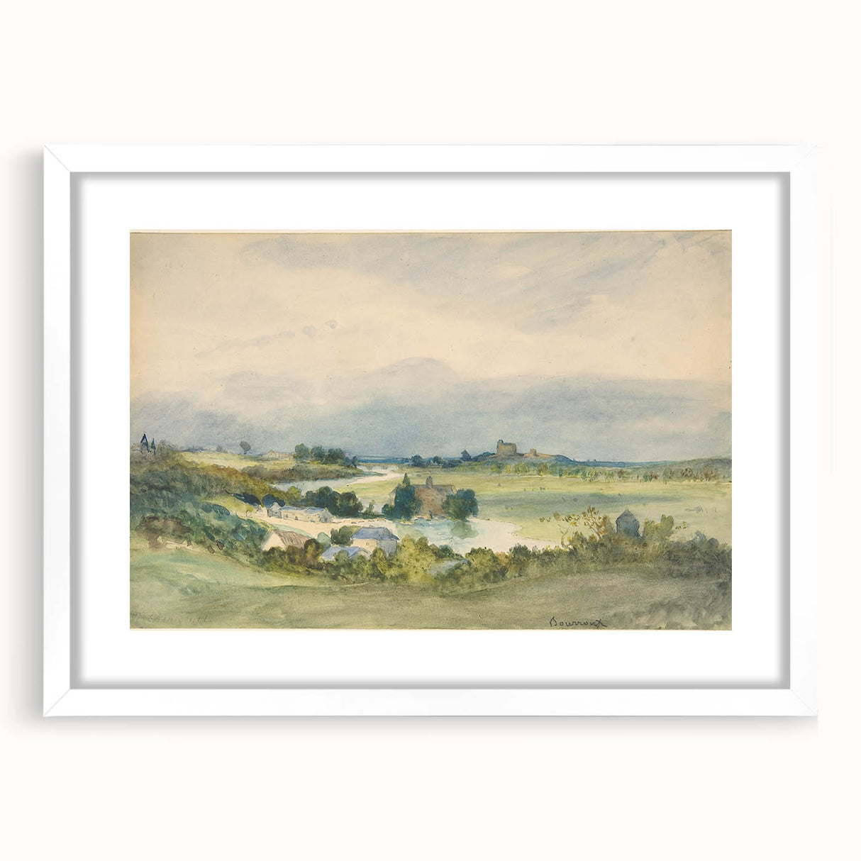 Romantic Art Print: Antoine Chintreuil's Fortified Hill Landscape