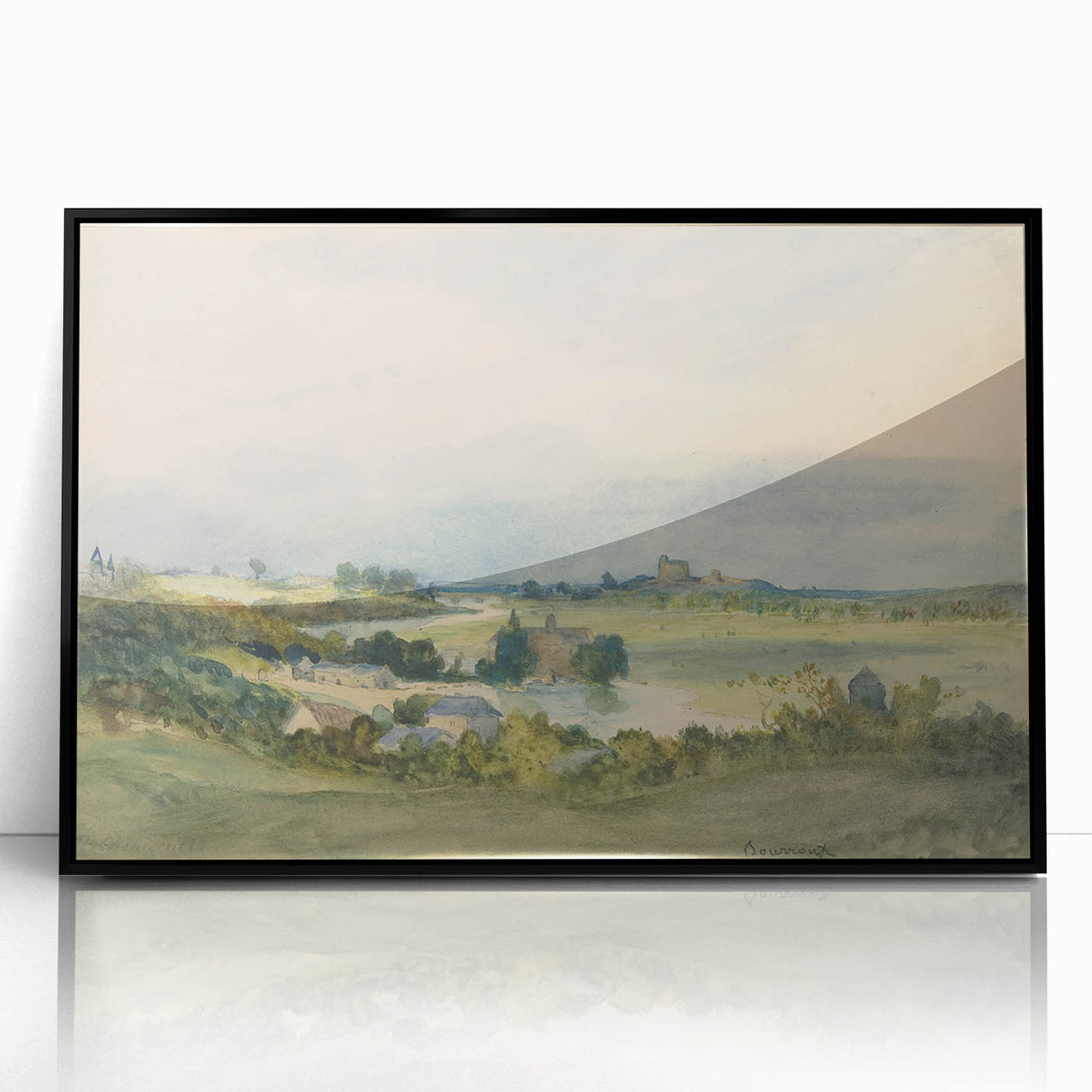 Romantic Art Print: Antoine Chintreuil's Fortified Hill Landscape