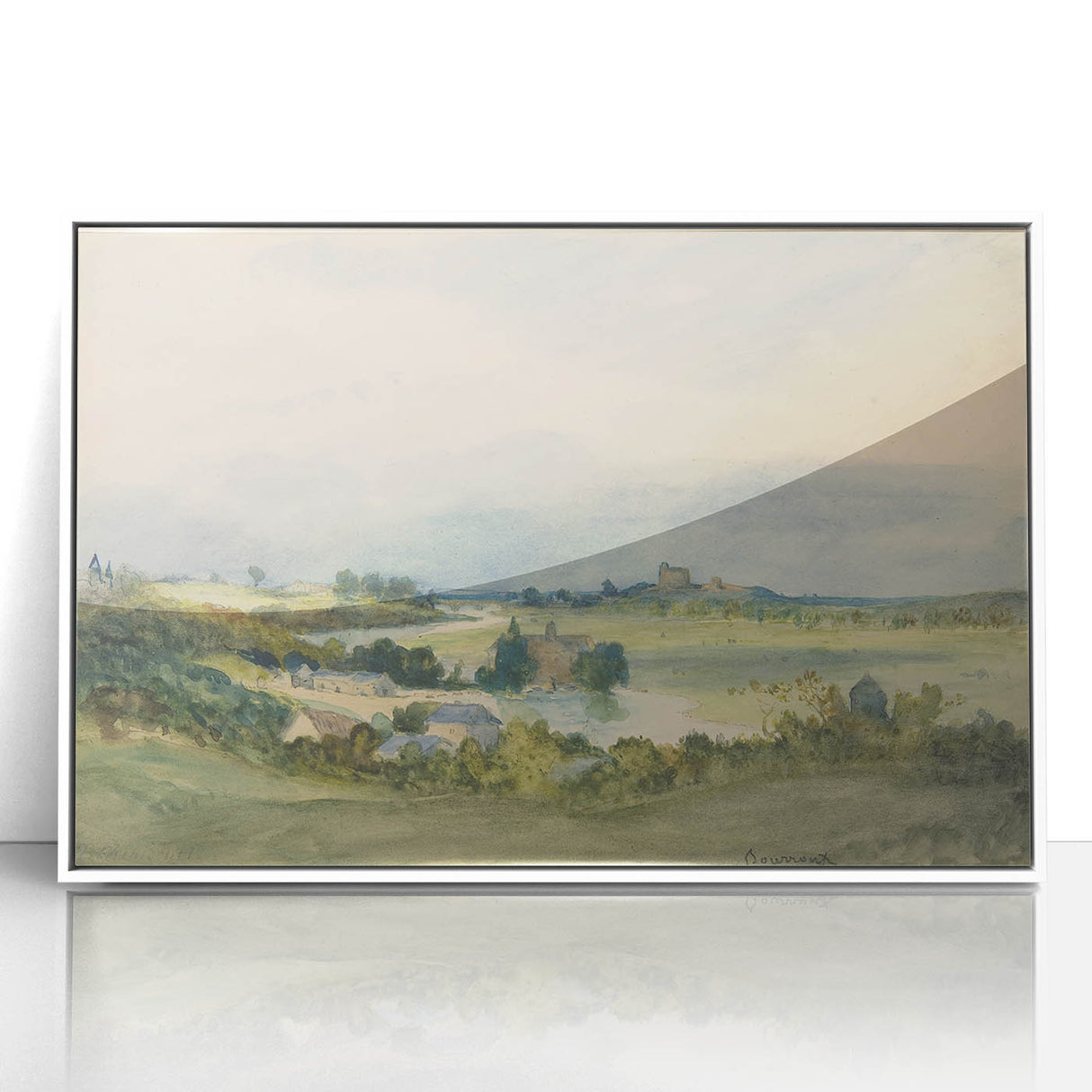 Romantic Art Print: Antoine Chintreuil's Fortified Hill Landscape