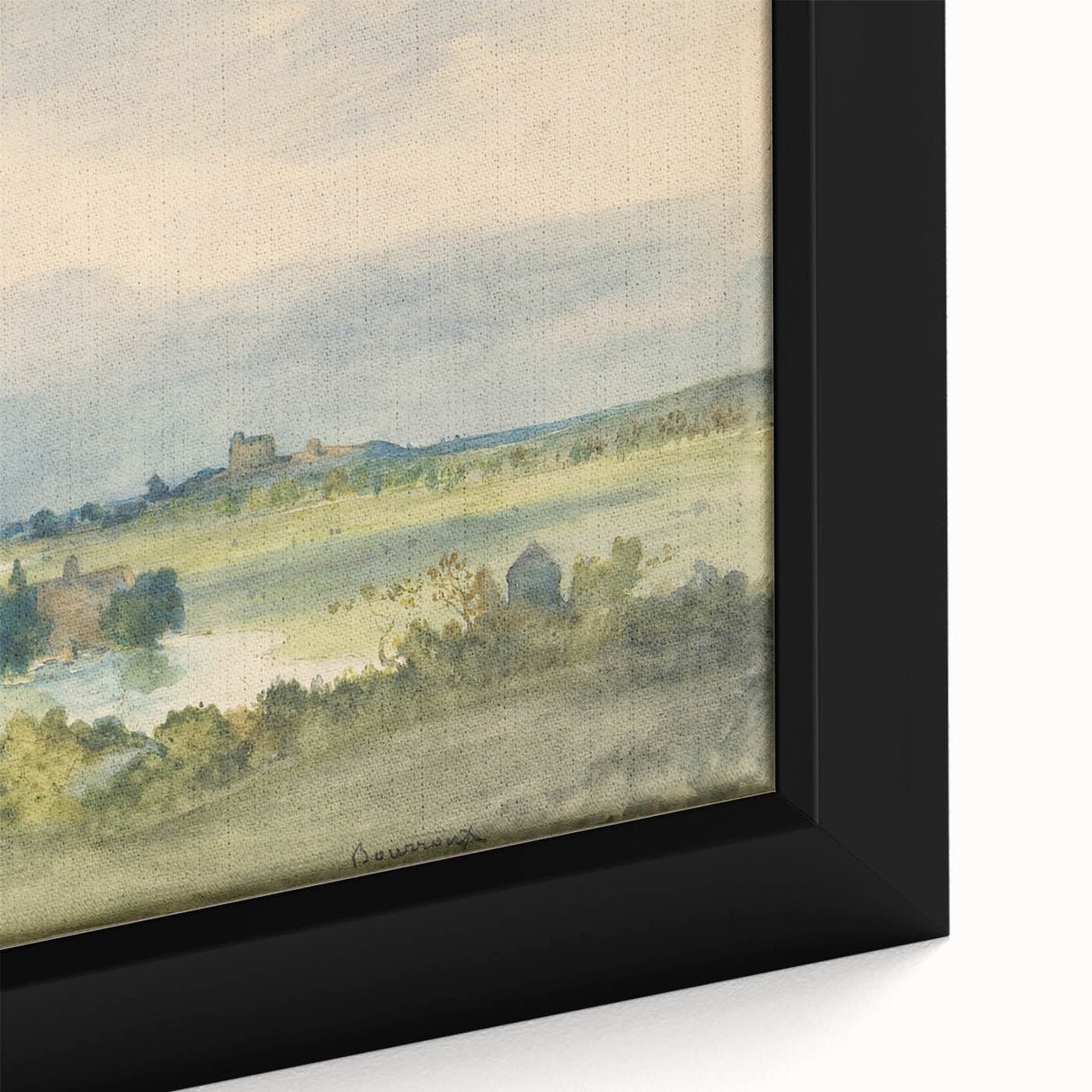Romantic Art Print: Antoine Chintreuil's Fortified Hill Landscape