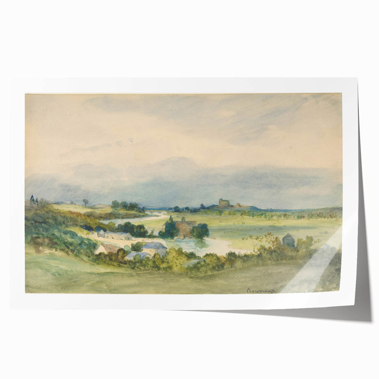 Romantic Art Print: Antoine Chintreuil's Fortified Hill Landscape