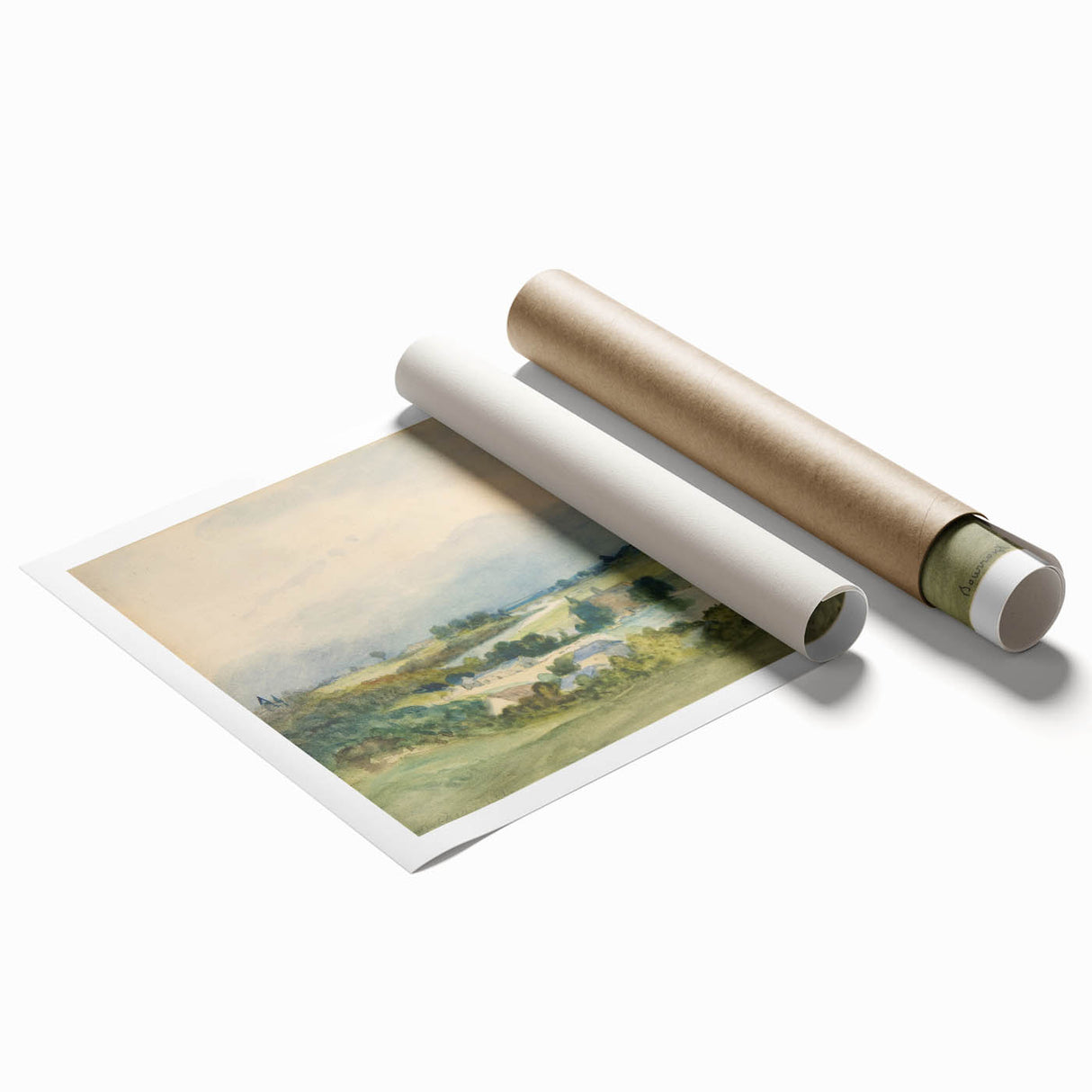 Romantic Art Print: Antoine Chintreuil's Fortified Hill Landscape