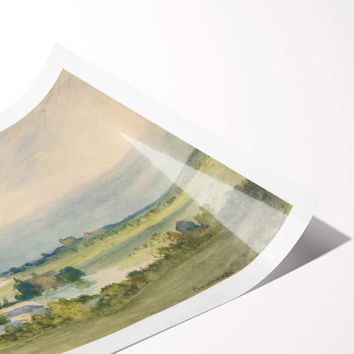 Romantic Art Print: Antoine Chintreuil's Fortified Hill Landscape
