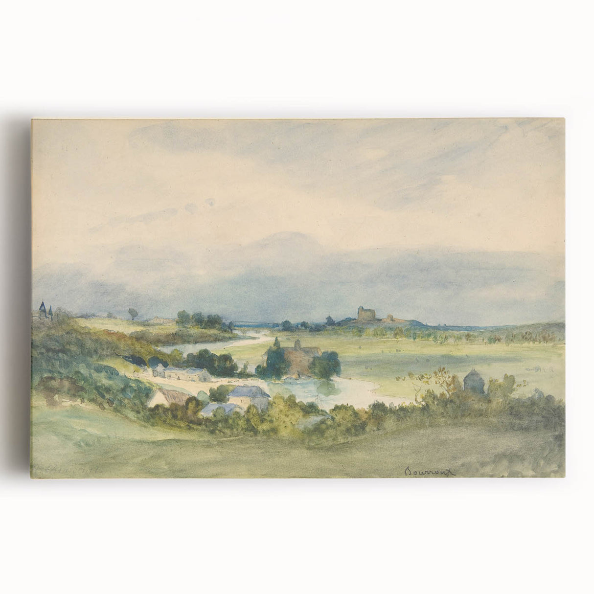 Romantic Art Print: Antoine Chintreuil's Fortified Hill Landscape